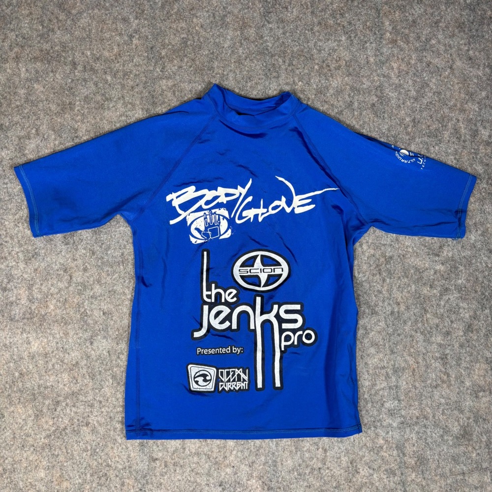 The Jenks Pro Body Glove Rash Guard Mens M‎ Blue Scion Ocean Current UV Shirt